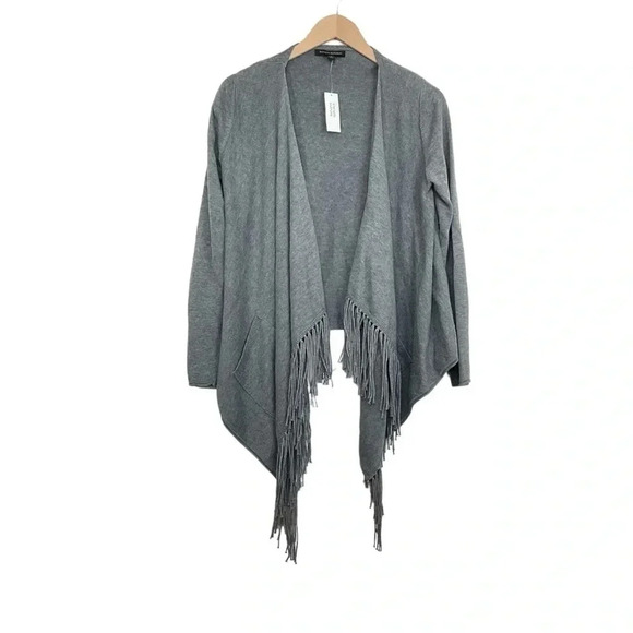Banana Republic Gray Open Front Cardigan Fringe Size Small - Picture 1 of 6